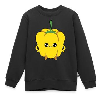 Paprika jaune - Sweat Premium enfant bio - noir - Devant - AI Model Kid Female (0cm)