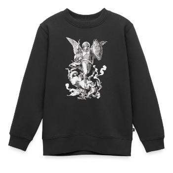 Erzengel Sankt Michael bekämpft den Drachen - Kinder Premium Organic Sweatshirt - Schwarz - Vorne - AI Model Kid Female (0cm)