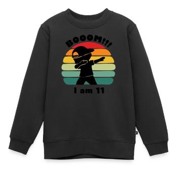 Booom ! I am 11 as a gift children's birthday - Kids Premium Organic Sweatshirt - black - Front - AI Model Kid Female (0cm)