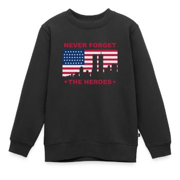 never forget the heroes - Kinder Premium Organic Sweatshirt - Schwarz - Vorne - AI Model Kid Female (0cm)