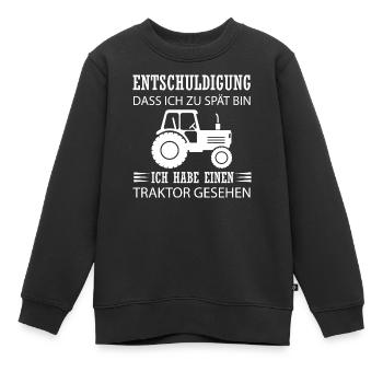 Ich habe einen Traktor gesehen - Kinder Premium Organic Sweatshirt - Schwarz - Vorne - AI Model Kid Female (0cm)