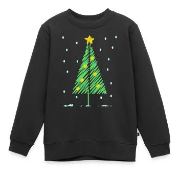 Joyeux Noël cadeau Noël enfant graphique sapin - Sweat Premium enfant bio - noir - Devant - AI Model Kid Female (0cm)