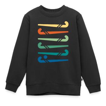 Bâtons de hockey colorés - Sweat Premium enfant bio - noir - Devant - AI Model Kid Female (0cm)