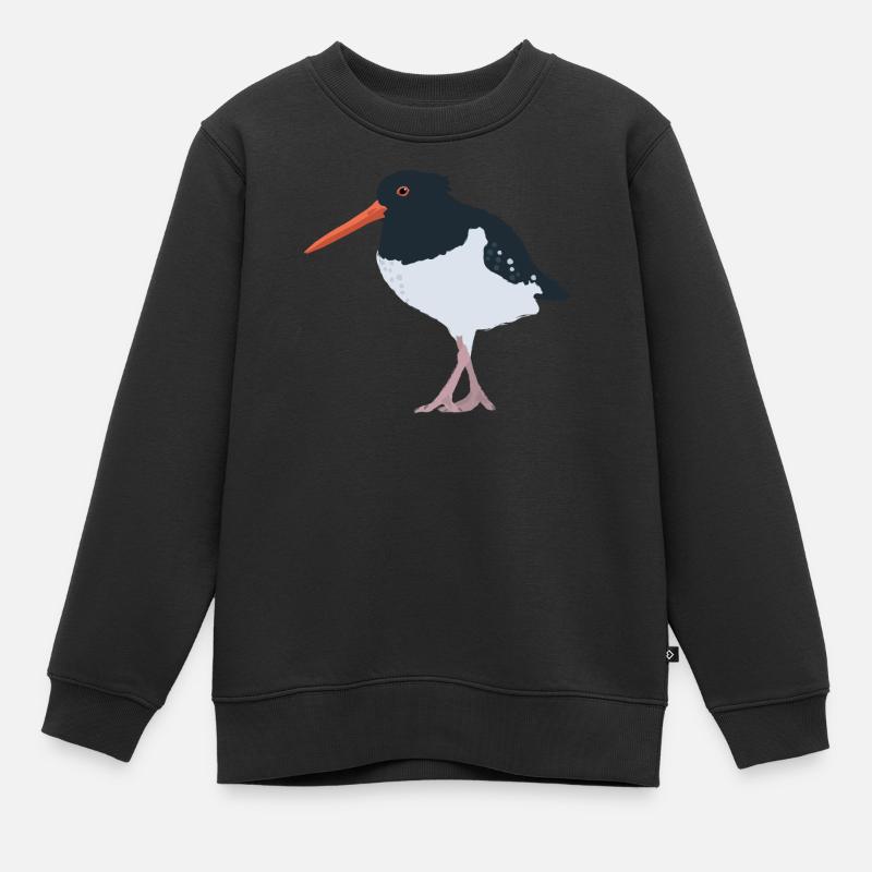 Austernfischer illustriert - Kinder Premium Organic Sweatshirt - Schwarz