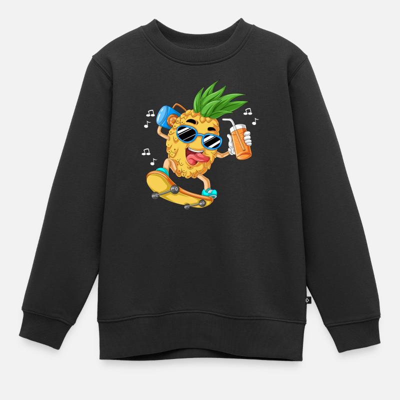 Skateboard ananas - Sweat Premium enfant bio - noir