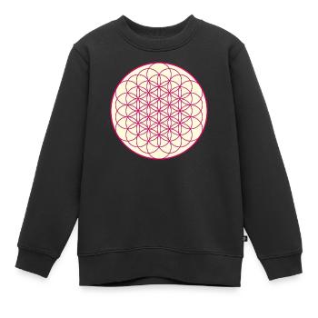 Lebensblume, Motiv, Hintergrund, gelb - Kinder Premium Organic Sweatshirt - Schwarz - Vorne - AI Model Kid Female (0cm)