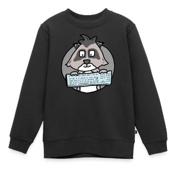 Waschbär mit Tastatur / Büro / Computer Nerd - Kinder Premium Organic Sweatshirt - Schwarz - Vorne - AI Model Kid Female (0cm)