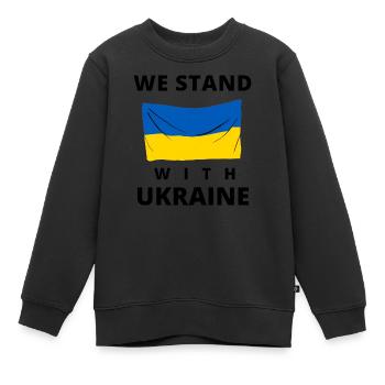 Ukrainische Flagge. wir stehen mit der ukraine - Kinder Premium Organic Sweatshirt - Schwarz - Vorne - AI Model Kid Female (0cm)