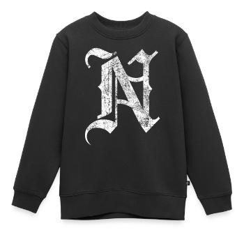 Tshirt alphabet initial N - Sweat Premium enfant bio - noir - Devant - AI Model Kid Female (0cm)