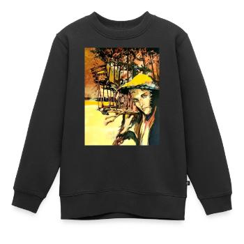 Peintures d’art - Sweat Premium enfant bio - noir - Devant - AI Model Kid Female (0cm)