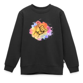 Shaka Salutation Signal de la main - Sweat Premium enfant bio - noir - Devant - AI Model Kid Female (0cm)