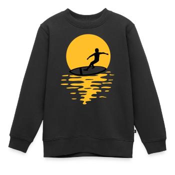 Sonne Abend Surfer - Kinder Premium Organic Sweatshirt - Schwarz - Vorne - AI Model Kid Female (0cm)