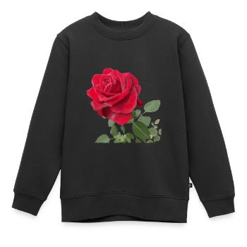 Rote Rose - Kinder Premium Organic Sweatshirt - Schwarz - Vorne - AI Model Kid Female (0cm)