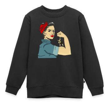 FEMMES FORTES - Sweat Premium enfant bio - noir - Devant - AI Model Kid Female (0cm)