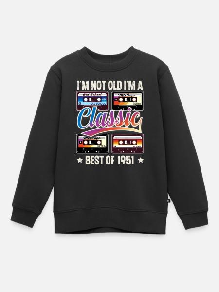 1951 Geburtsjahr Geburtstag Kassette Vintage - Kinder Premium Organic Sweatshirt - Schwarz