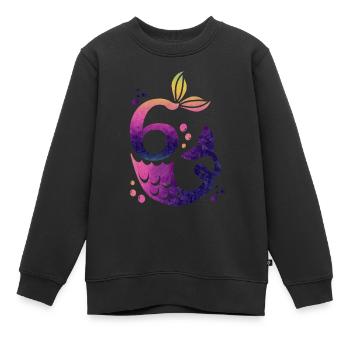 6 Sirène d’anniversaire - Sweat Premium enfant bio - noir - Devant - AI Model Kid Female (0cm)