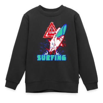 Stop - Surfing - Kinder Premium Organic Sweatshirt - Schwarz - Vorne - AI Model Kid Female (0cm)