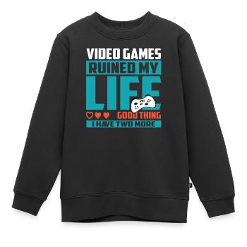 Gamer Extra Life - Sweat Premium enfant bio - noir - Devant - AI Model Kid Female (0cm)