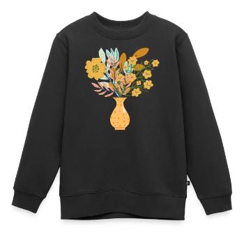 Kunstvolle Blumen Vase - Kinder Premium Organic Sweatshirt - Schwarz - Vorne - AI Model Kid Female (0cm)