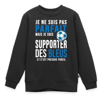 football supporter les bleus equipe de France foot - Sweat Premium enfant bio - noir - Devant - AI Model Kid Female (0cm)