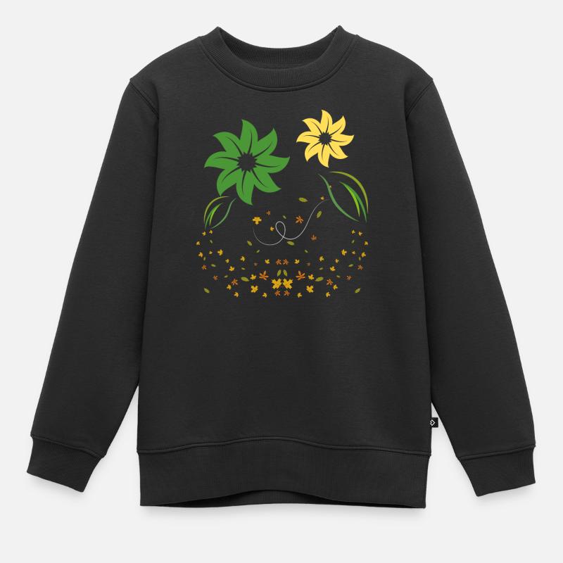 Herbstblumen - Kinder Premium Organic Sweatshirt - Schwarz