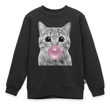 Chat bulle - Sweat Premium enfant bio - noir - Devant - AI Model Kid Female (0cm)