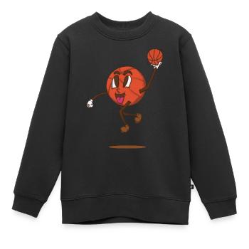 funky Basketball Cartoon Gesicht Slam Dunk Retro Styl - Kinder Premium Organic Sweatshirt - Schwarz - Vorne - AI Model Kid Female (0cm)