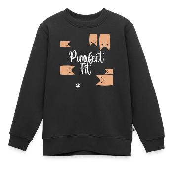 Purrfect Fit - Kinder Premium Organic Sweatshirt - Schwarz - Vorne - AI Model Kid Female (0cm)