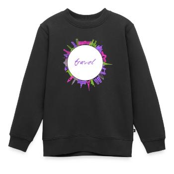 Monuments de voyage - Sweat Premium enfant bio - noir - Devant - AI Model Kid Female (0cm)