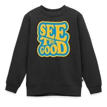 voir la bonne citation - Sweat Premium enfant bio - noir - Devant - AI Model Kid Female (0cm)