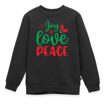 Freude lieben Frieden - Weihnachtshumor - Kinder Premium Organic Sweatshirt - Schwarz - Vorne - AI Model Kid Female (0cm)