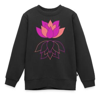 Lotus mit Spiegelbild - Kinder Premium Organic Sweatshirt - Schwarz - Vorne - AI Model Kid Female (0cm)