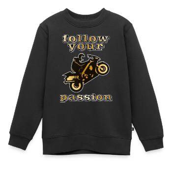 suivez votre passion motocyclette - Sweat Premium enfant bio - noir - Devant - AI Model Kid Female (0cm)