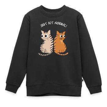 JUST ACT NORMAL - TABBY CATS, FOR CAT LOVERS - Kids Premium Organic Sweatshirt - black - Front - AI Model Kid Female (0cm)