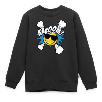 SmileyWorld Kaboom! Cooler Smiley Mit Sonnenbrille - Kinder Premium Organic Sweatshirt - Schwarz - Vorne - AI Model Kid Female (0cm)