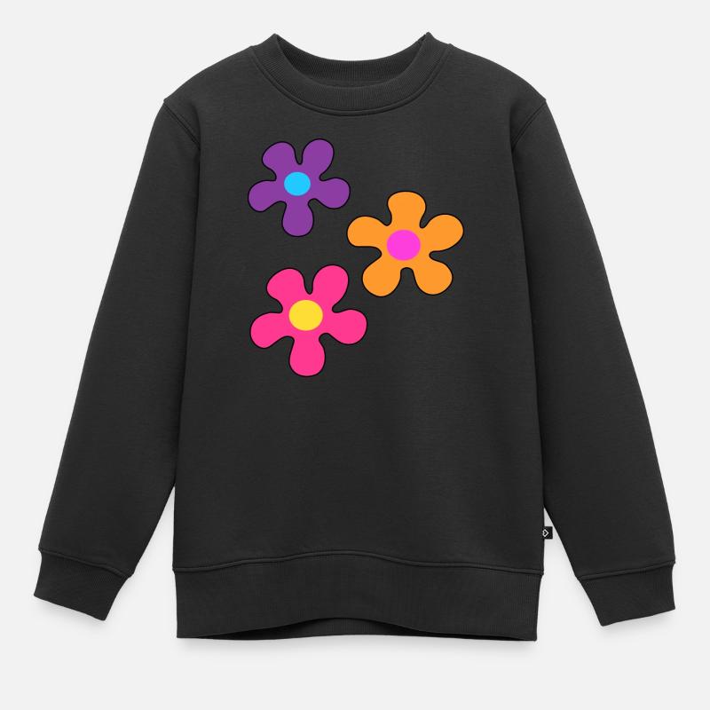 Hippie-Blumen - Kinder Premium Organic Sweatshirt - Schwarz