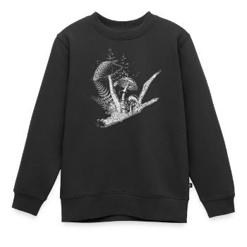 gezeichnete Komposition Waldpilze,Gräser und Ast - Kinder Premium Organic Sweatshirt - Schwarz - Vorne - AI Model Kid Female (0cm)