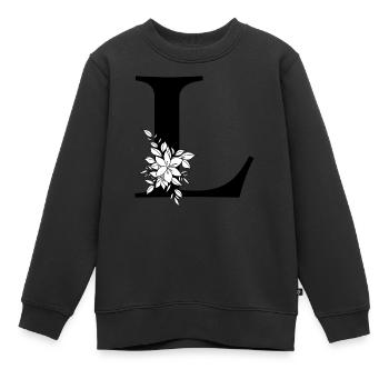 Buchstabe L - Kinder Premium Organic Sweatshirt - Schwarz - Vorne - AI Model Kid Female (0cm)
