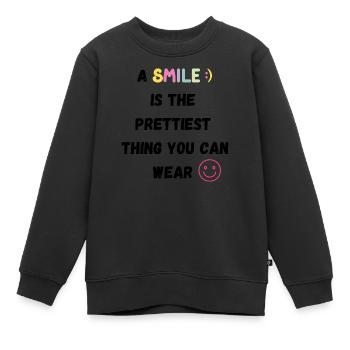Un sourire est la plus belle chose que vous puissiez porter bunt - Sweat Premium enfant bio - noir - Devant - AI Model Kid Female (0cm)
