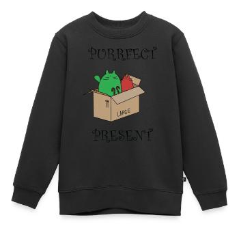 purrfect present - Kids Premium Organic Sweatshirt - black - Front - AI Model Kid Female (0cm)