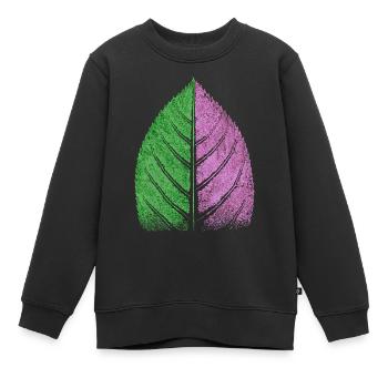 Blatt Grün/ Violett - Farben Natur Design - Kinder Premium Organic Sweatshirt - Schwarz - Vorne - AI Model Kid Female (0cm)