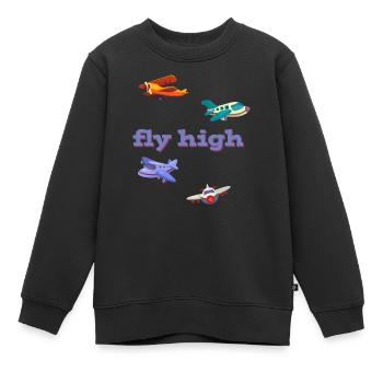 fly high - Kinder Premium Organic Sweatshirt - Schwarz - Vorne - AI Model Kid Female (0cm)