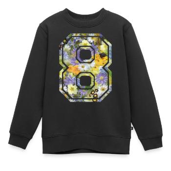 Numero 8 fleur, Équipe Foot, basket université - Sweat Premium enfant bio - noir - Devant - AI Model Kid Female (0cm)