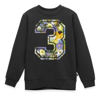 Numero 3 fleur, Équipe Foot, basket université - Sweat Premium enfant bio - noir - Devant - AI Model Kid Female (0cm)