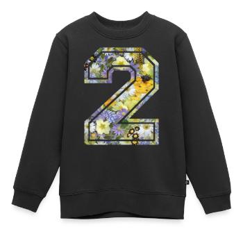 Numero 2 fleur, Équipe Foot, basket université - Sweat Premium enfant bio - noir - Devant - AI Model Kid Female (0cm)