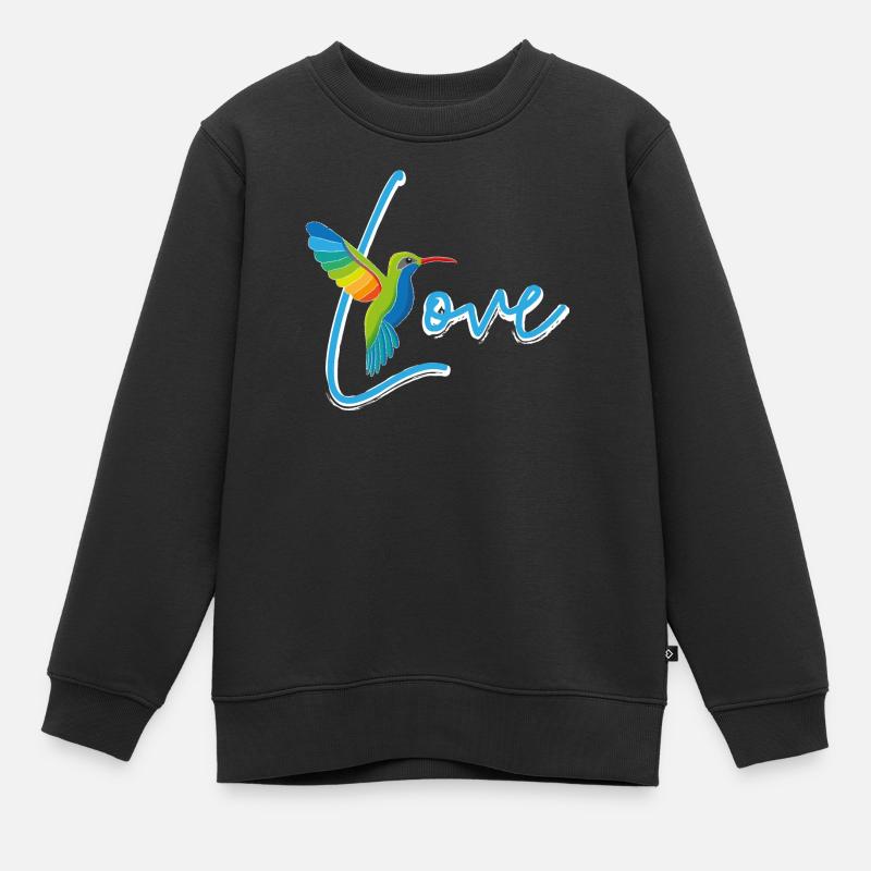 Colibri Amour blanc - Sweat Premium enfant bio - noir