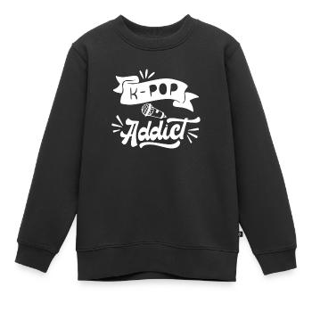 K-Pop Addict - Sweat Premium enfant bio - noir - Devant - AI Model Kid Female (0cm)