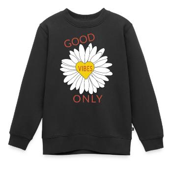 Good Vibes uniquement Flower Power - Sweat Premium enfant bio - noir - Devant - AI Model Kid Female (0cm)
