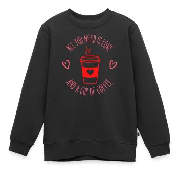 All you need is love and a cup of coffee - Kids Premium Organic Sweatshirt - black - Front - AI Model Kid Female (0cm)
