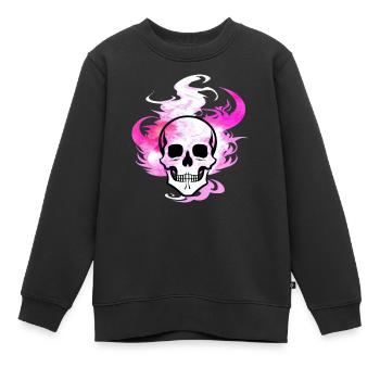 Feuerschädel Rauch pink Skelett Flammen 2 - Kinder Premium Organic Sweatshirt - Schwarz - Vorne - AI Model Kid Female (0cm)